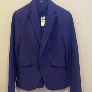 NWT Express "Editor" Blazer Womens Size 4 Purple One Button Notch Lapel Jacket